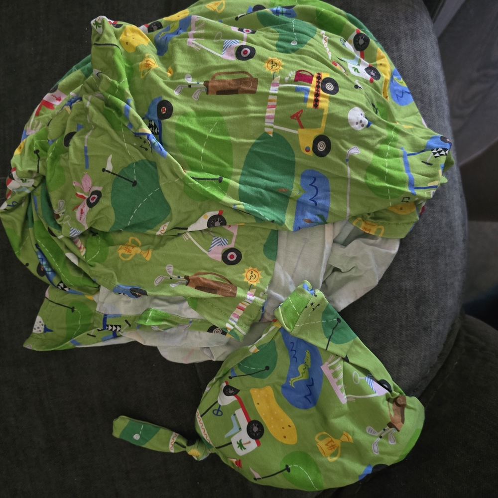 Kids Green Playful Print Hat and Blanket Set